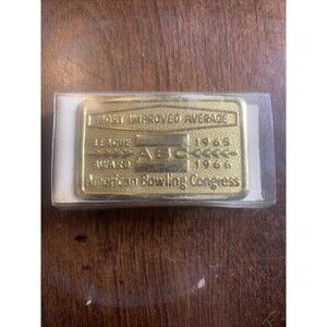 ABC American Bowling Congress Vtg Belt Buckle LEAGUE AWARD 1965 - 1966 W/ Case